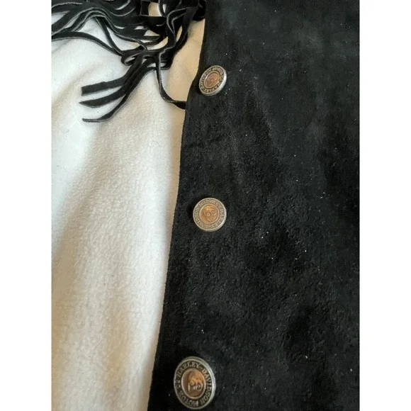 Harley Davidson Black Leather Chaps‎ with Fringe - Picture 8 of 13